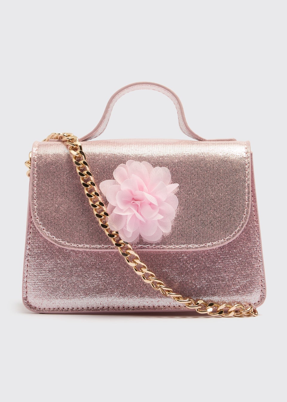 Girls Pink Glitter Flower Bag