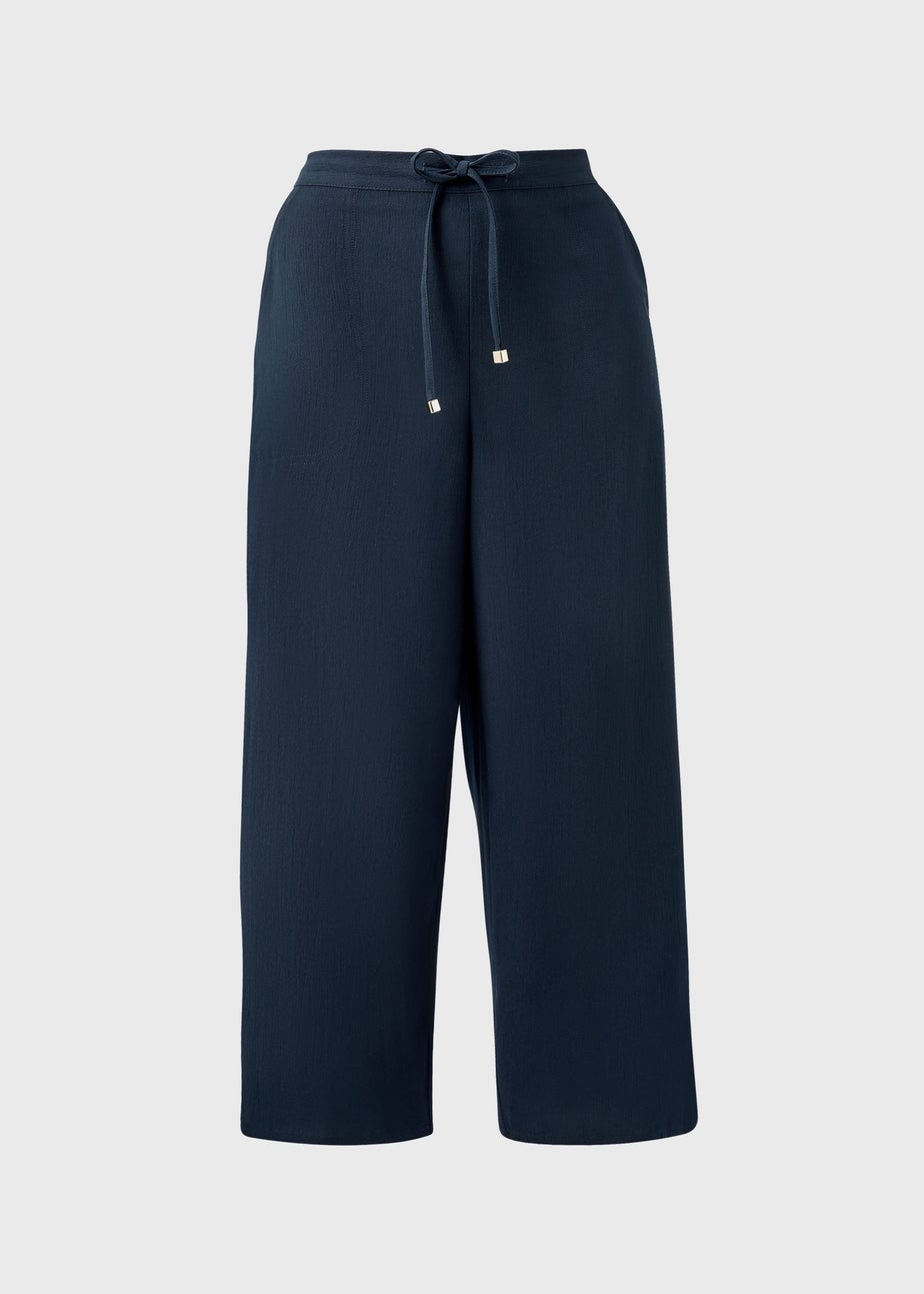 Navy Cropped Clipper Trousers