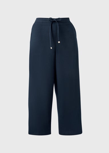 Navy Cropped Clipper Trousers