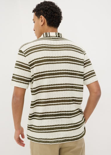 Ecru Stripe Knit Look Shirt