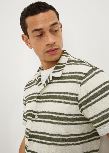 Ecru Stripe Knit Look Shirt