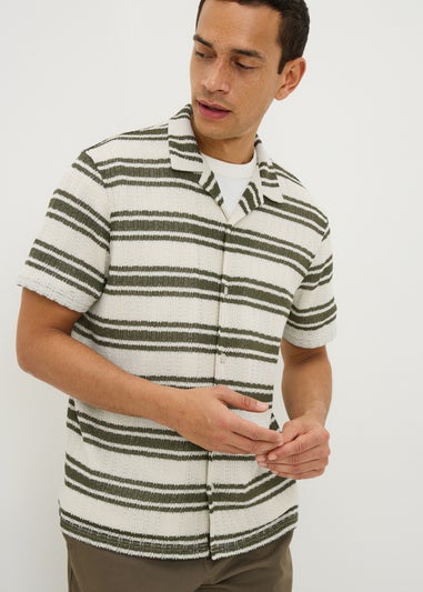 Ecru Stripe Knit Look Shirt