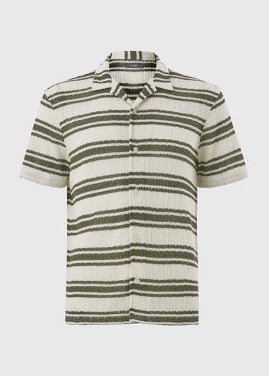 Ecru Stripe Knit Look Shirt