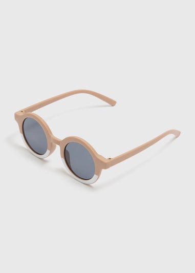 Boys Beige Oval Sunglasses