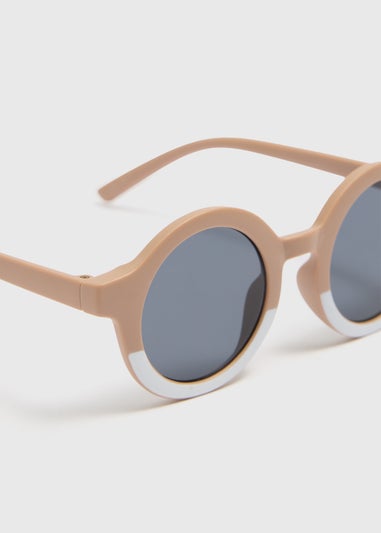 Boys Beige Oval Sunglasses