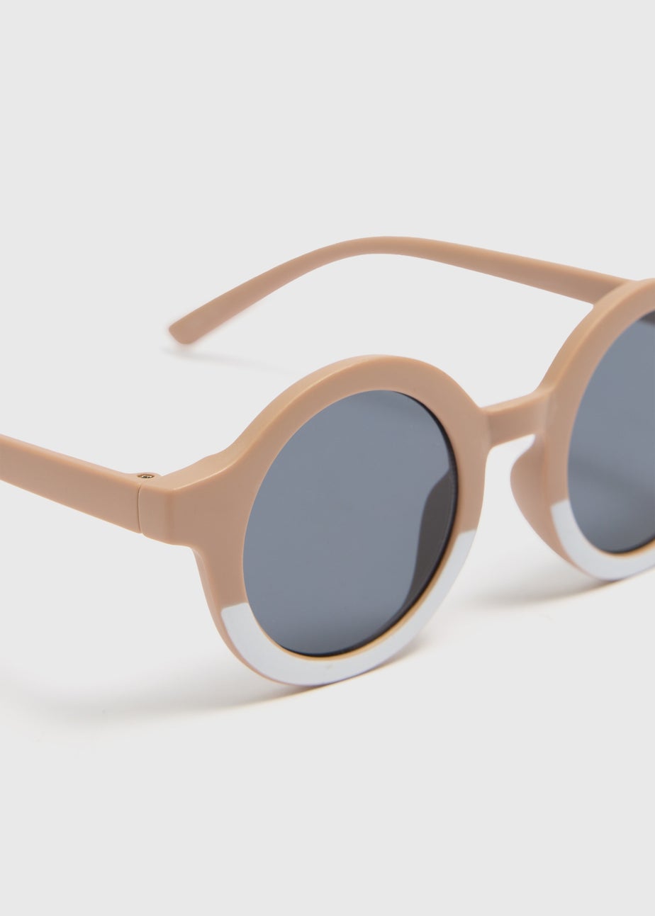 Boys Beige Oval Sunglasses