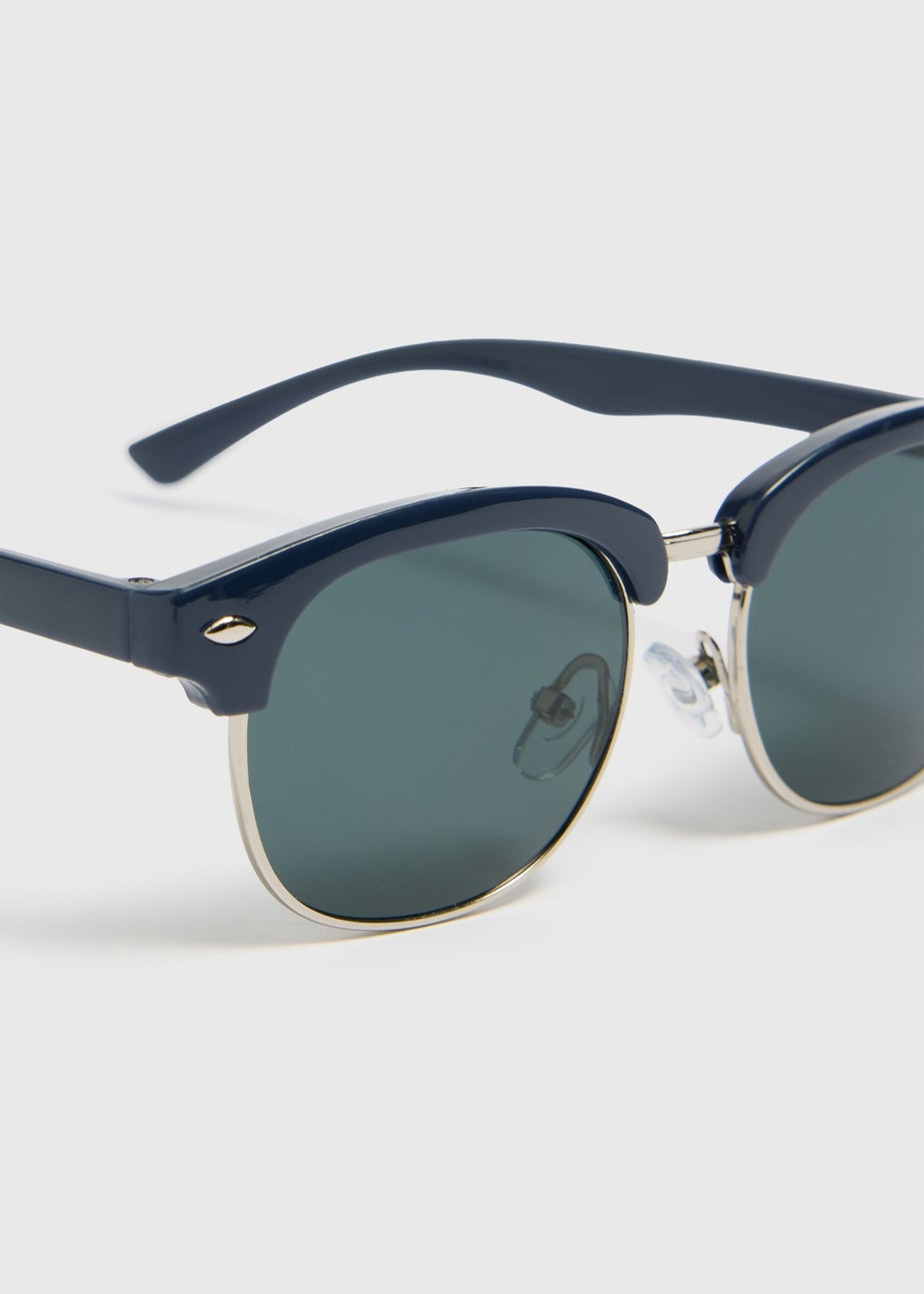 Boys Black Metal Aviator Sunglasses