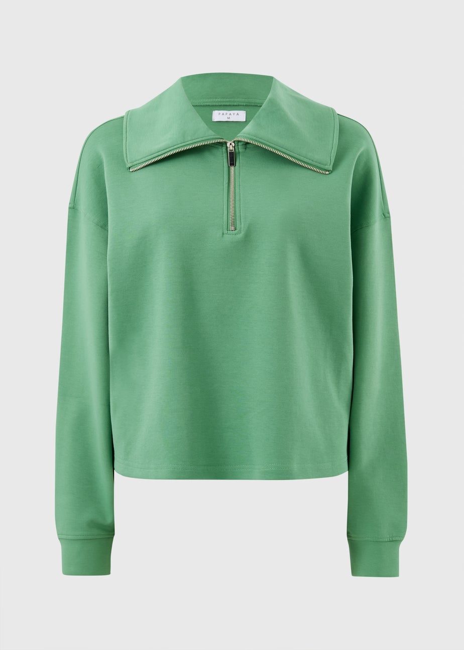Green Interlock Wide Collar Sweatshirt