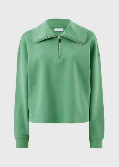 Green Interlock Wide Collar Sweatshirt