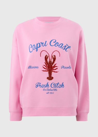 Pink Lobster Graphic Sweatshirt