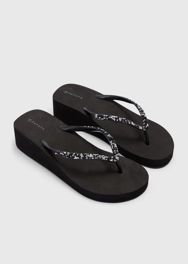Black Wedge Flip Flops