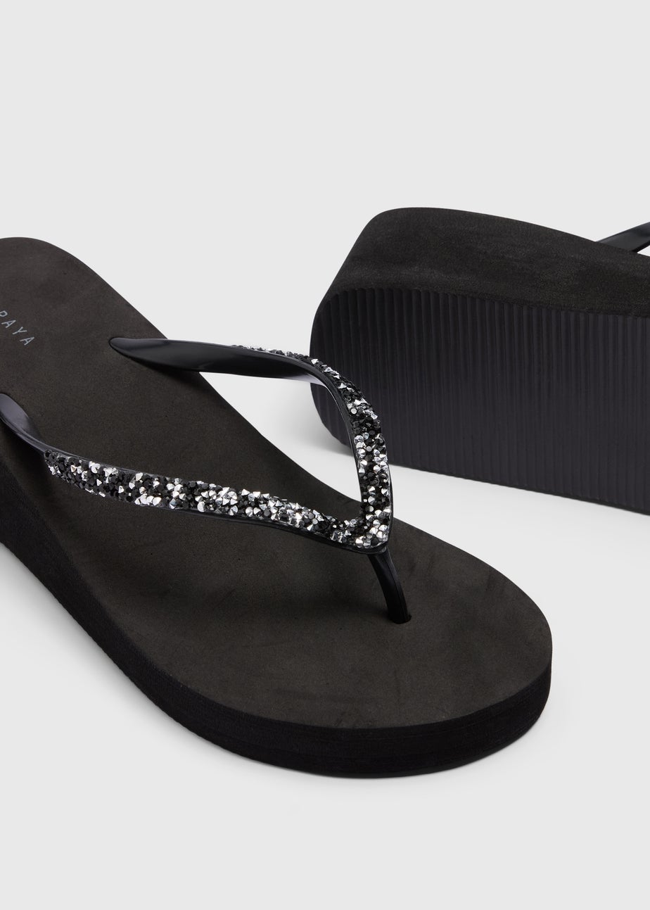 Black Wedge Flip Flops