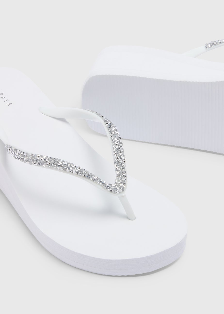 White Wedge Flip Flops