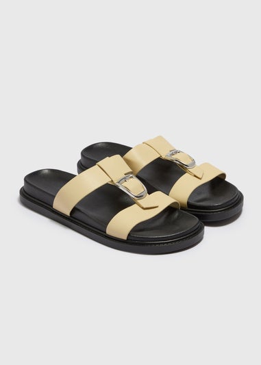 Yellow T Bar Buckle Footbed Sandals