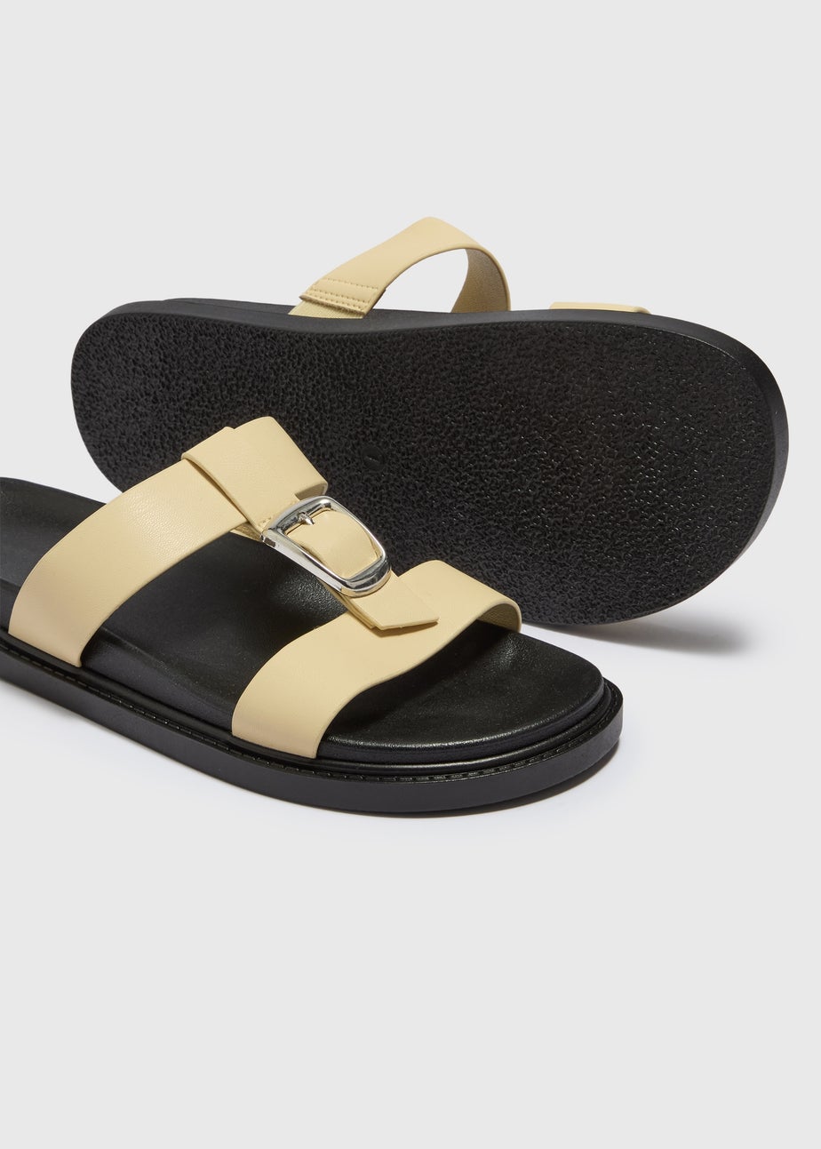 Yellow T Bar Buckle Footbed Sandals