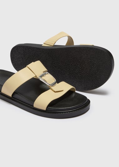 Yellow T Bar Buckle Footbed Sandals
