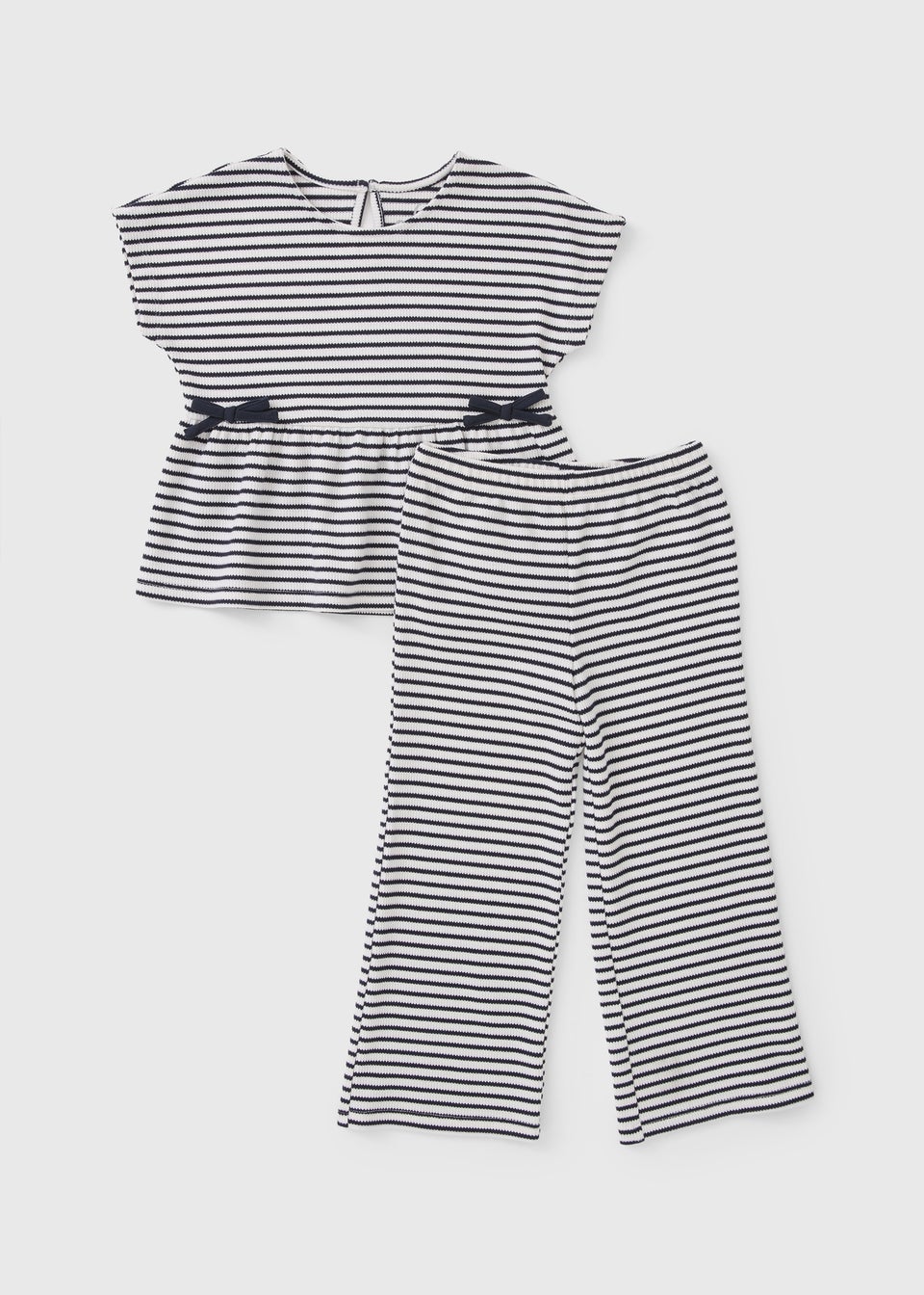 Girls Navy Stripe Crinkle Top & Trouser Set (1-7yrs)
