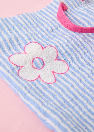 Girls Pink Floral Crinkle Top & Trouser Set (1-7yrs)