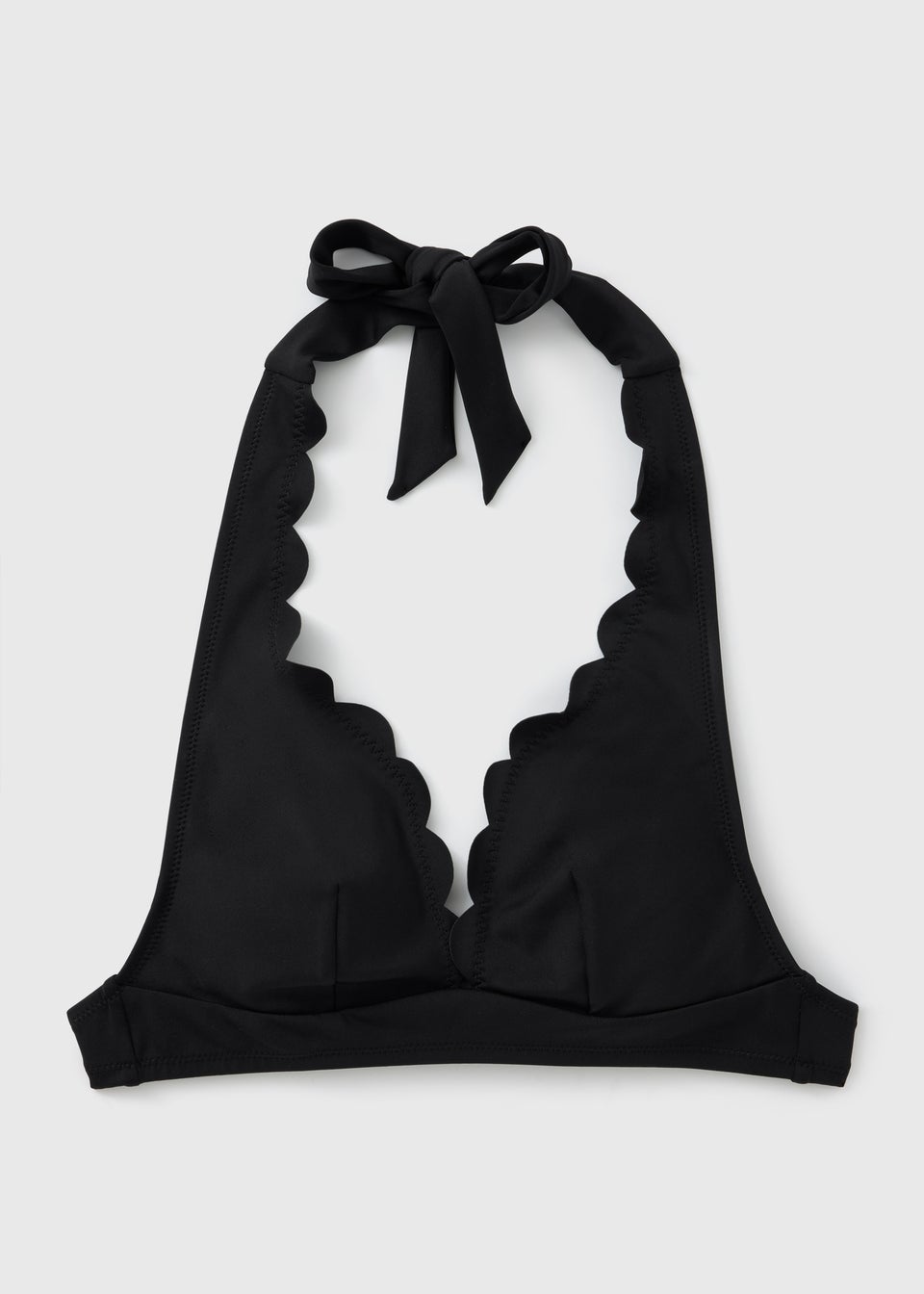 Black Scallop Halter Neck Bikini Top