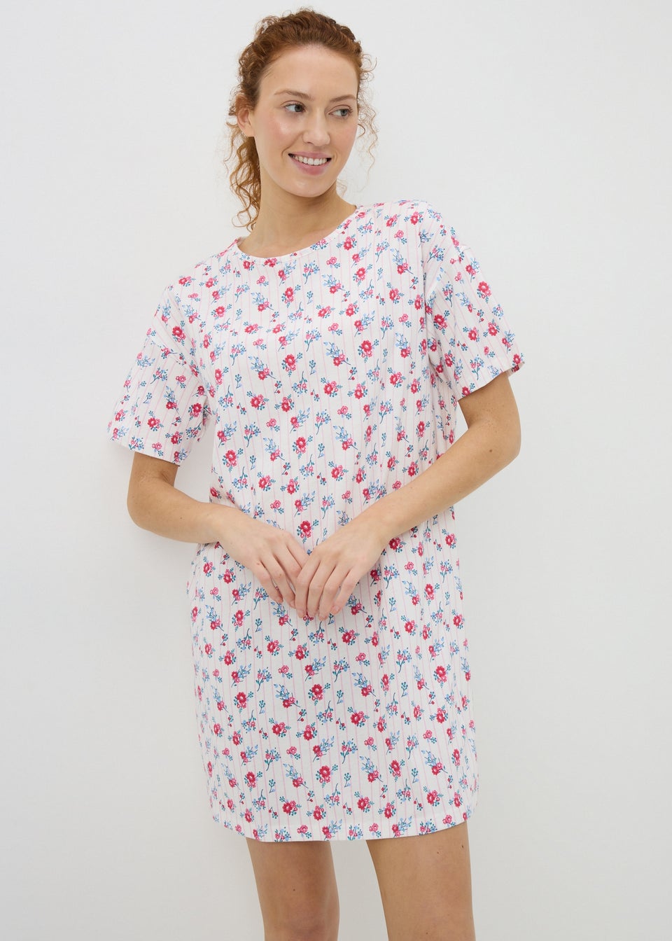 White Floral T-Shirt Nightie