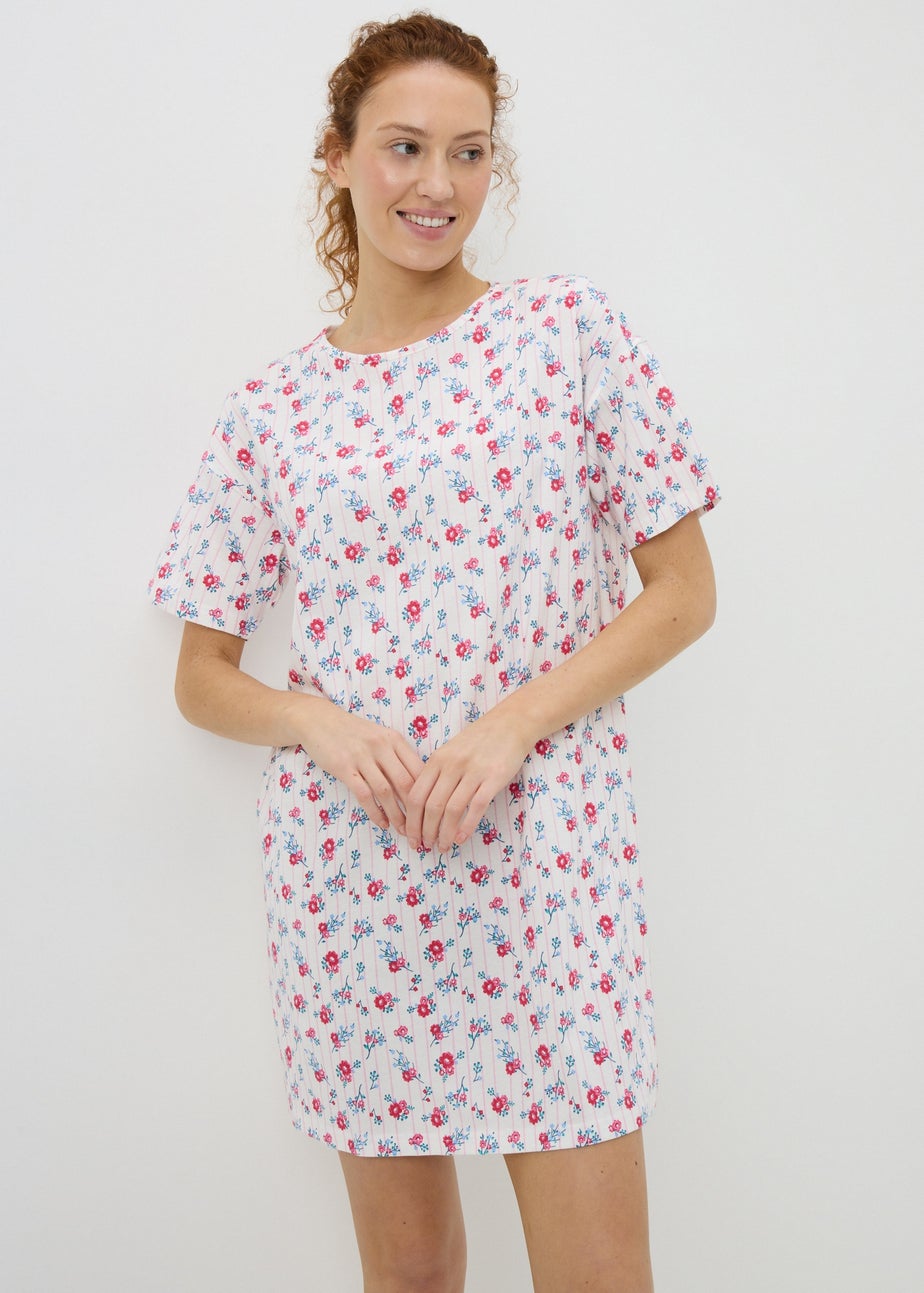 White Floral T-Shirt Nightie