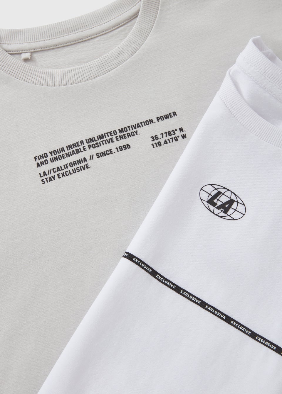 2 Pack Boys Grey Piping T-Shirts (7-15yrs)