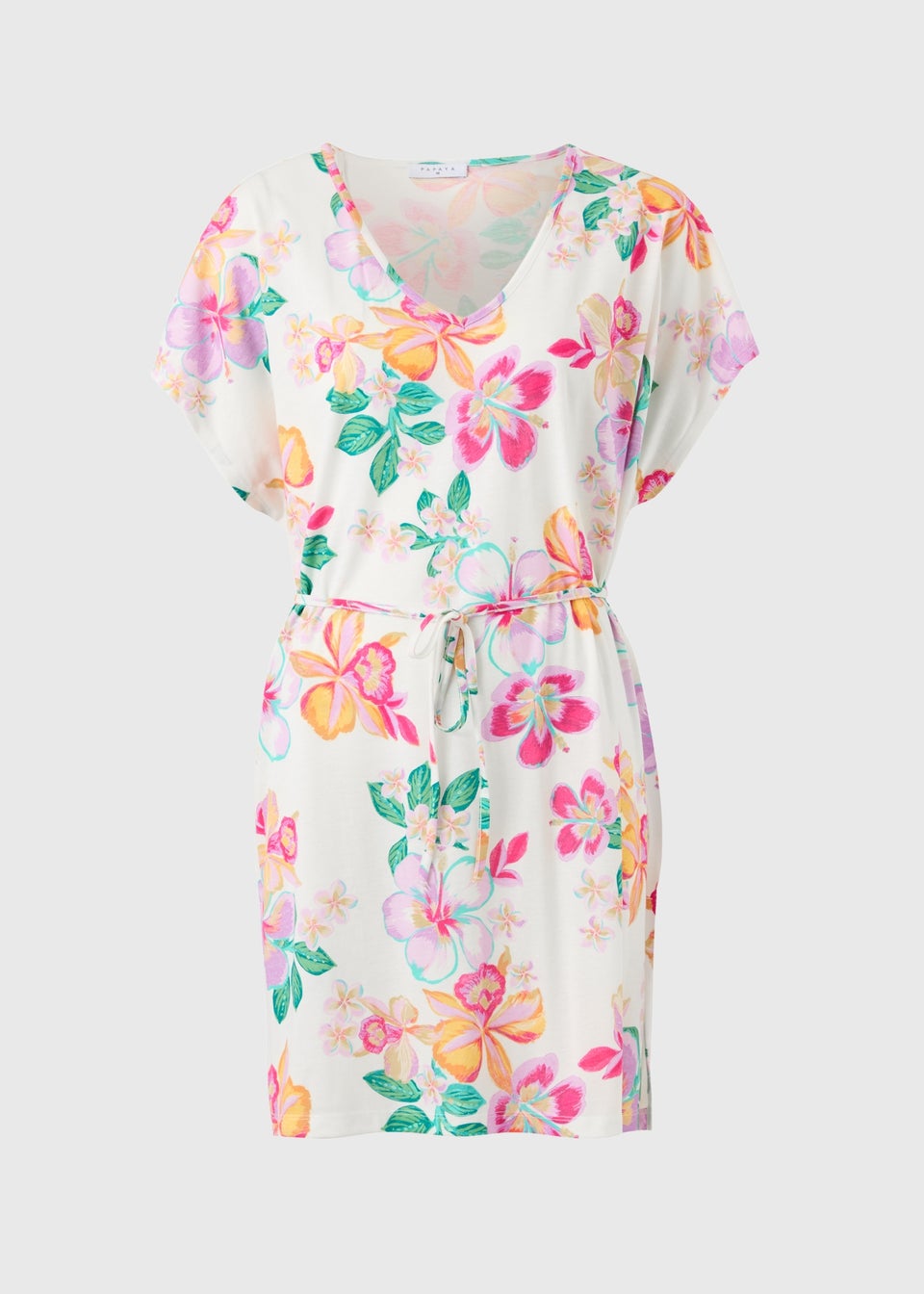 White Tropical Floral Kaftan