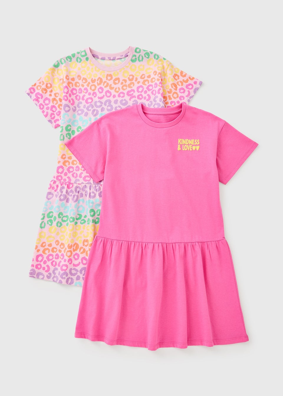 2 Pack Girls Multicolour Jersey Dresses (7-15yrs)