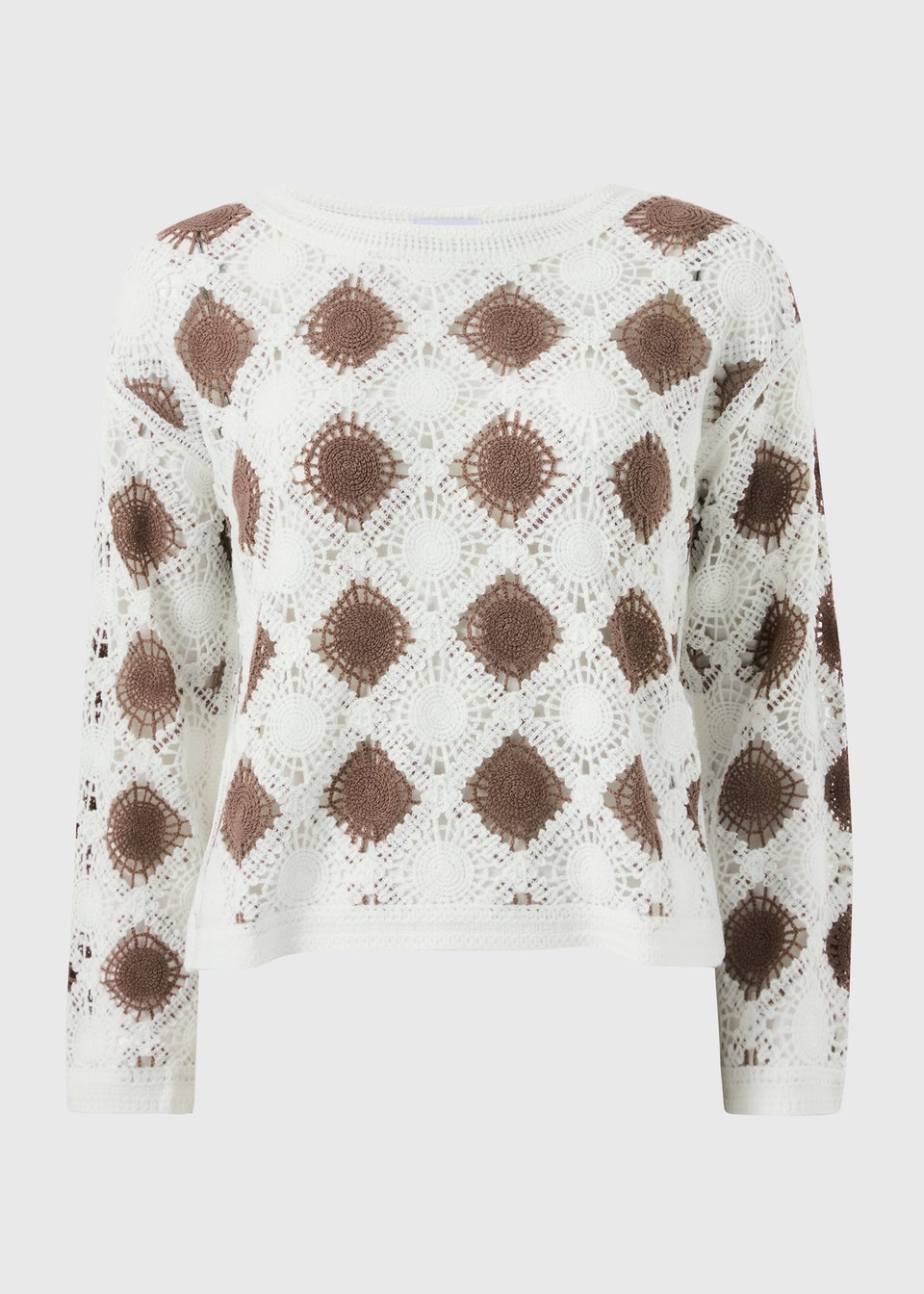 Brown Crochet Patchwork Jumper