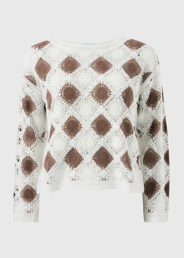 Brown Crochet Patchwork Jumper