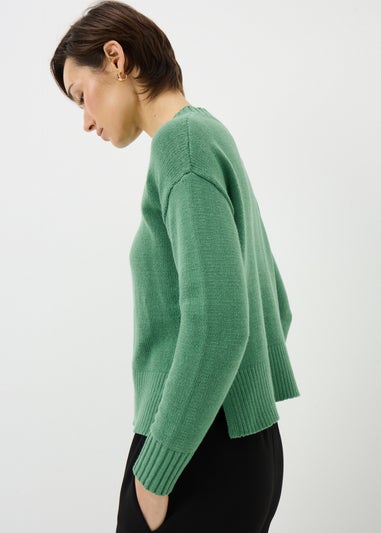 Green Ribbed Hem Jumper