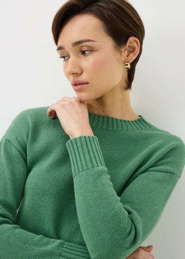 Green Ribbed Hem Jumper