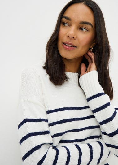 Navy Stripe Rib Hem Jumper