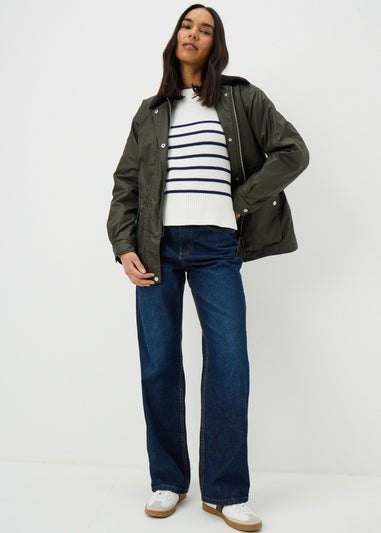Navy Stripe Rib Hem Jumper