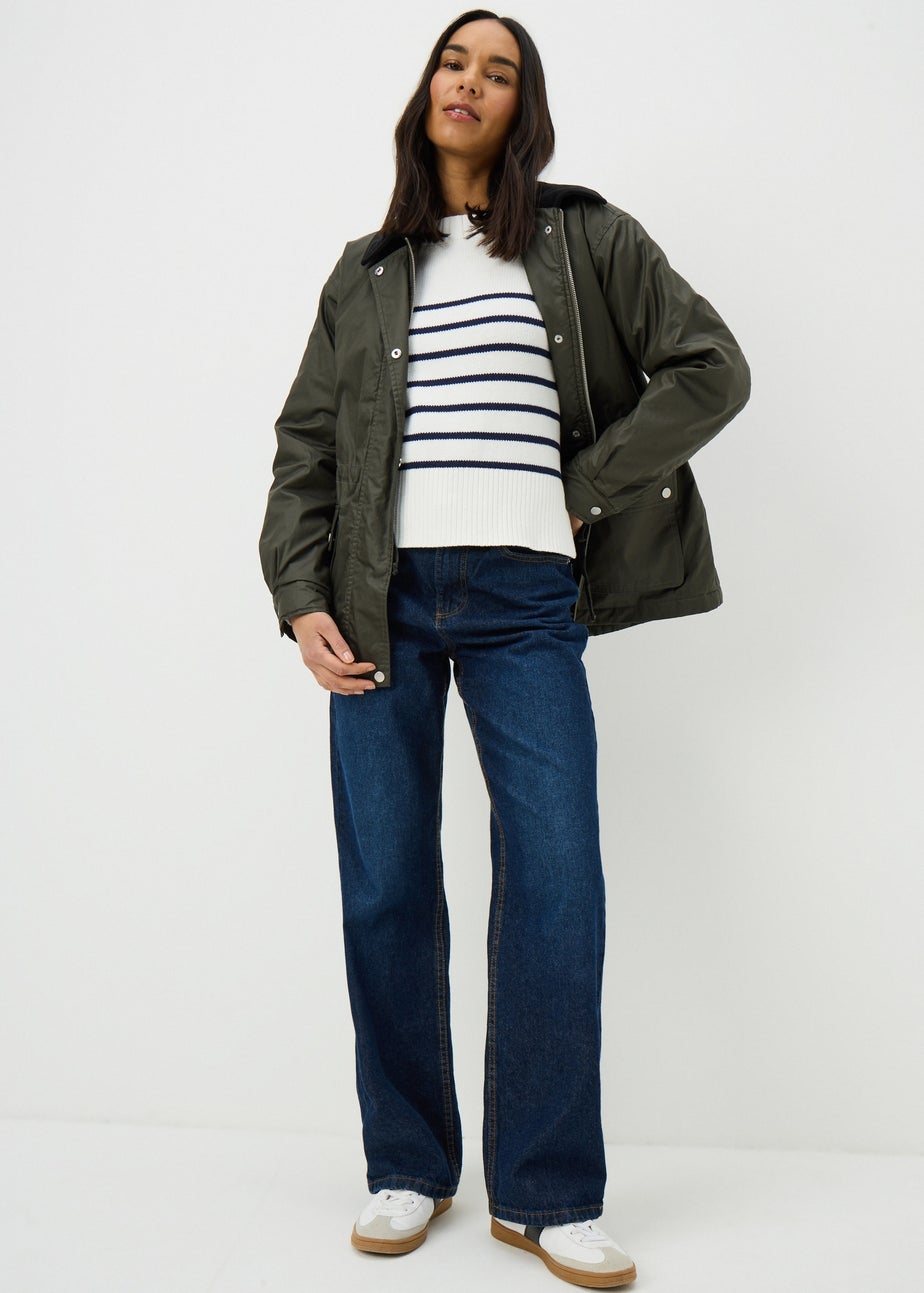 Navy Stripe Rib Hem Jumper