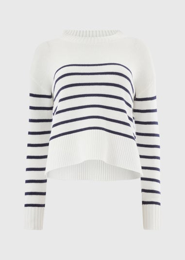 Navy Stripe Rib Hem Jumper