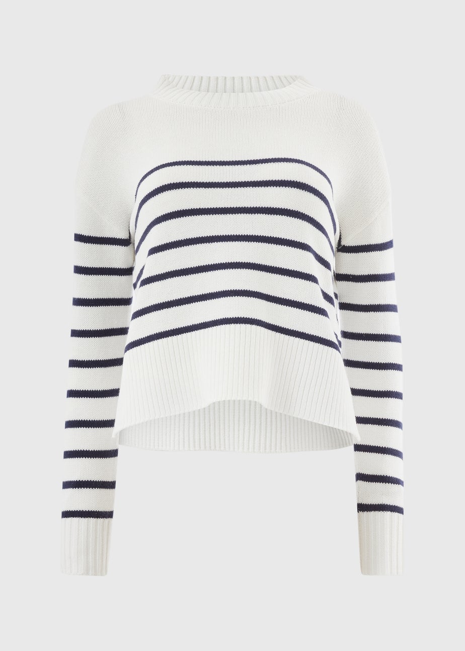 Navy Stripe Rib Hem Jumper