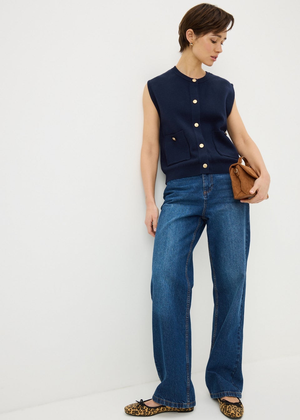 Navy Gold Button Waistcoat