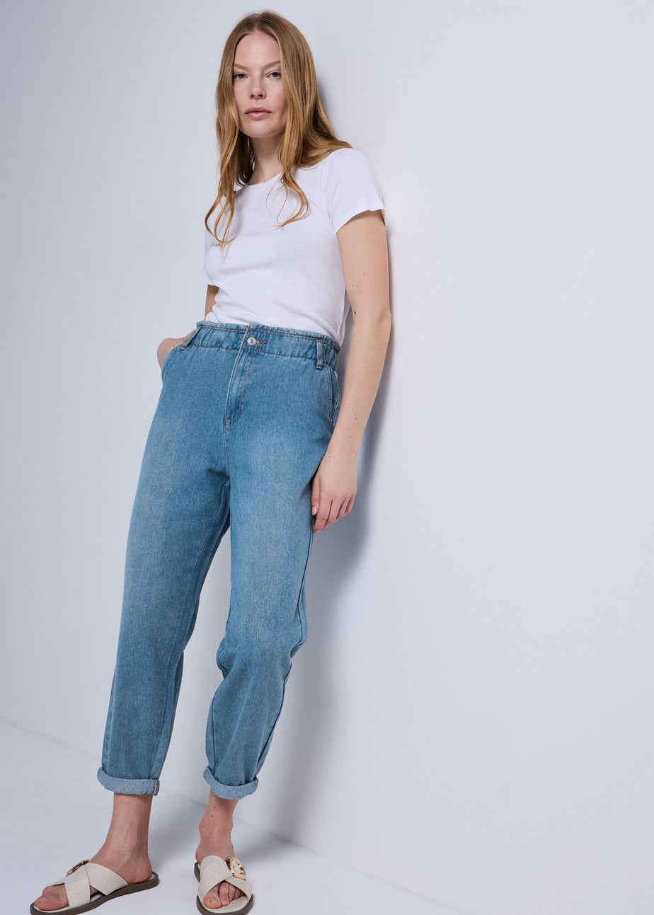 Mid Wash Paperbag Jeans