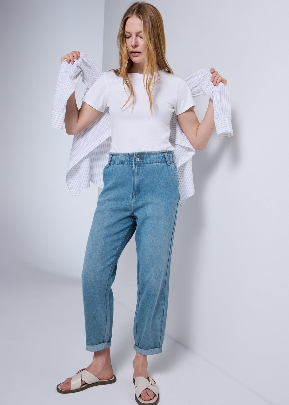 Mid Wash Paperbag Jeans