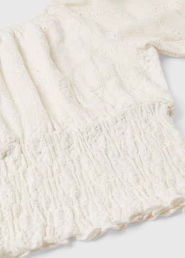 Girls Cream Broderie Top & Trouser Set (7-15yrs)