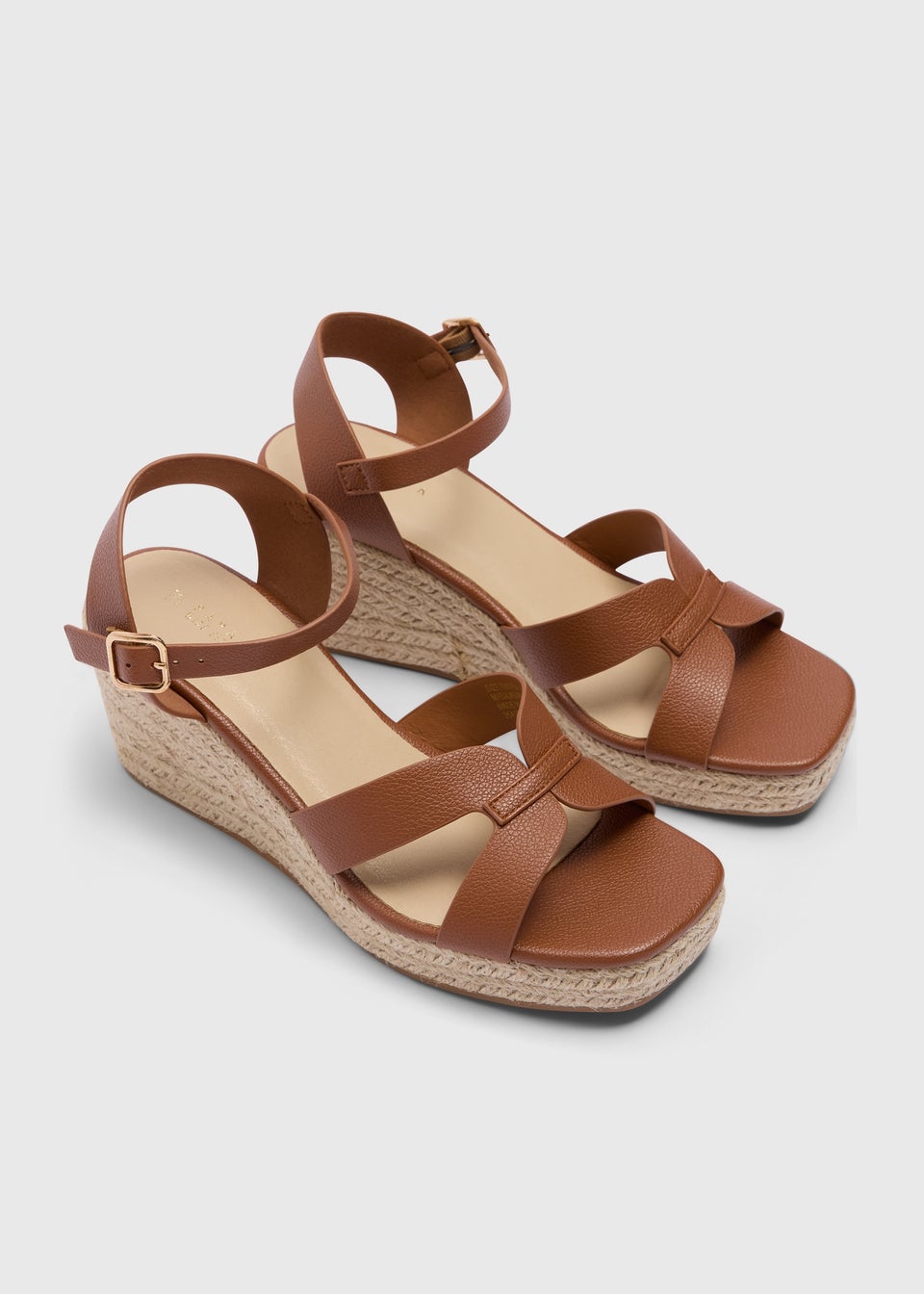Tan Wide Fit Espadrille Wedges