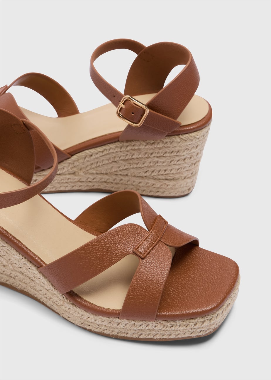 Tan Wide Fit Espadrille Wedges