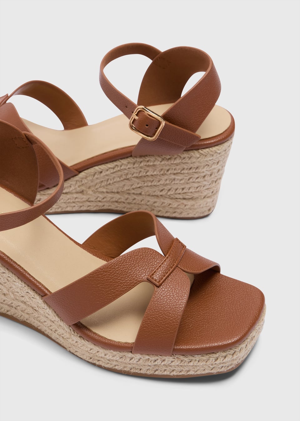 Tan Wide Fit Espadrille Wedges