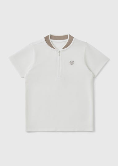 Boys Cream Smart Zip Polo Top (1-7yrs)