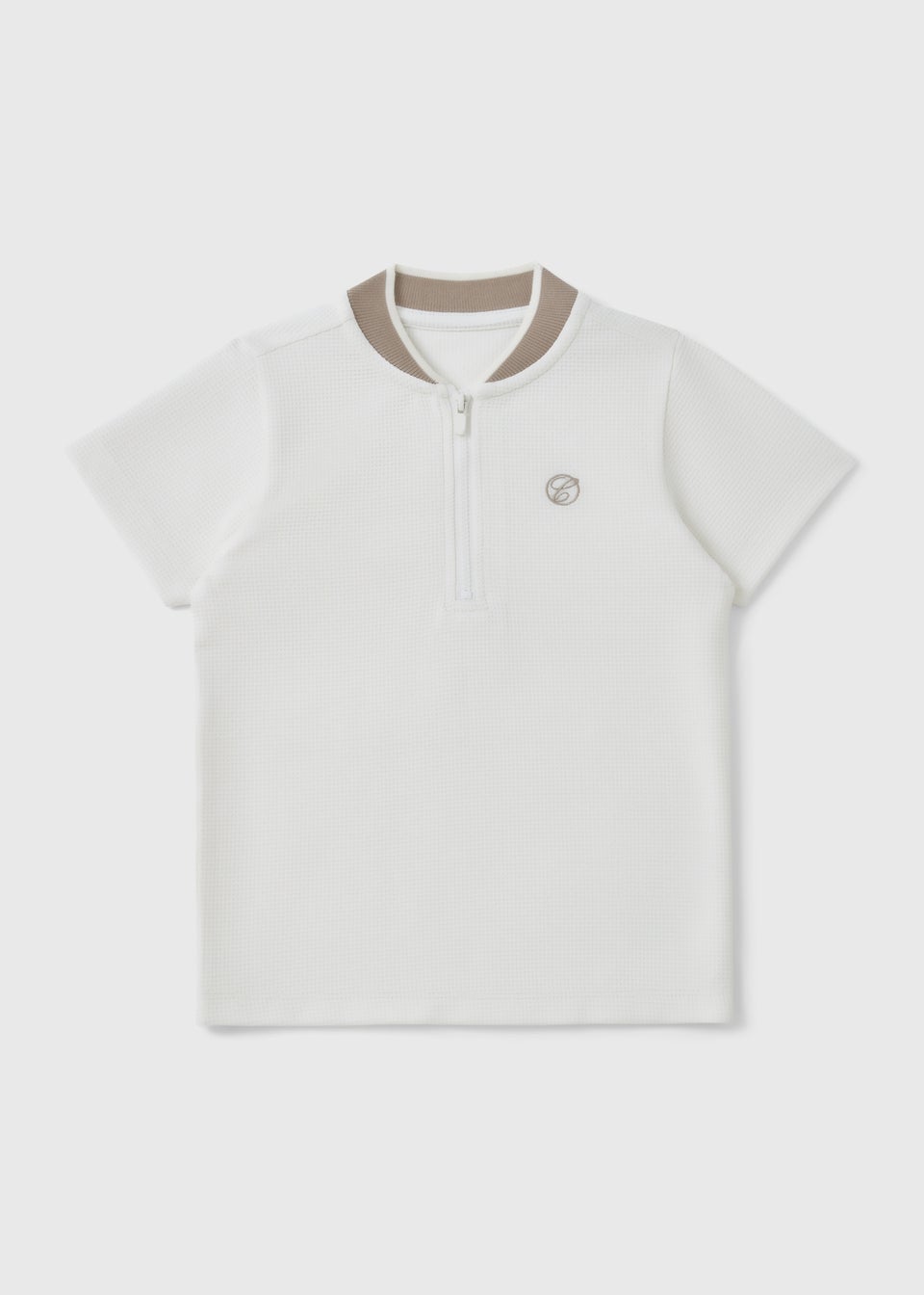 Boys Cream Smart Zip Polo Top (1-7yrs)