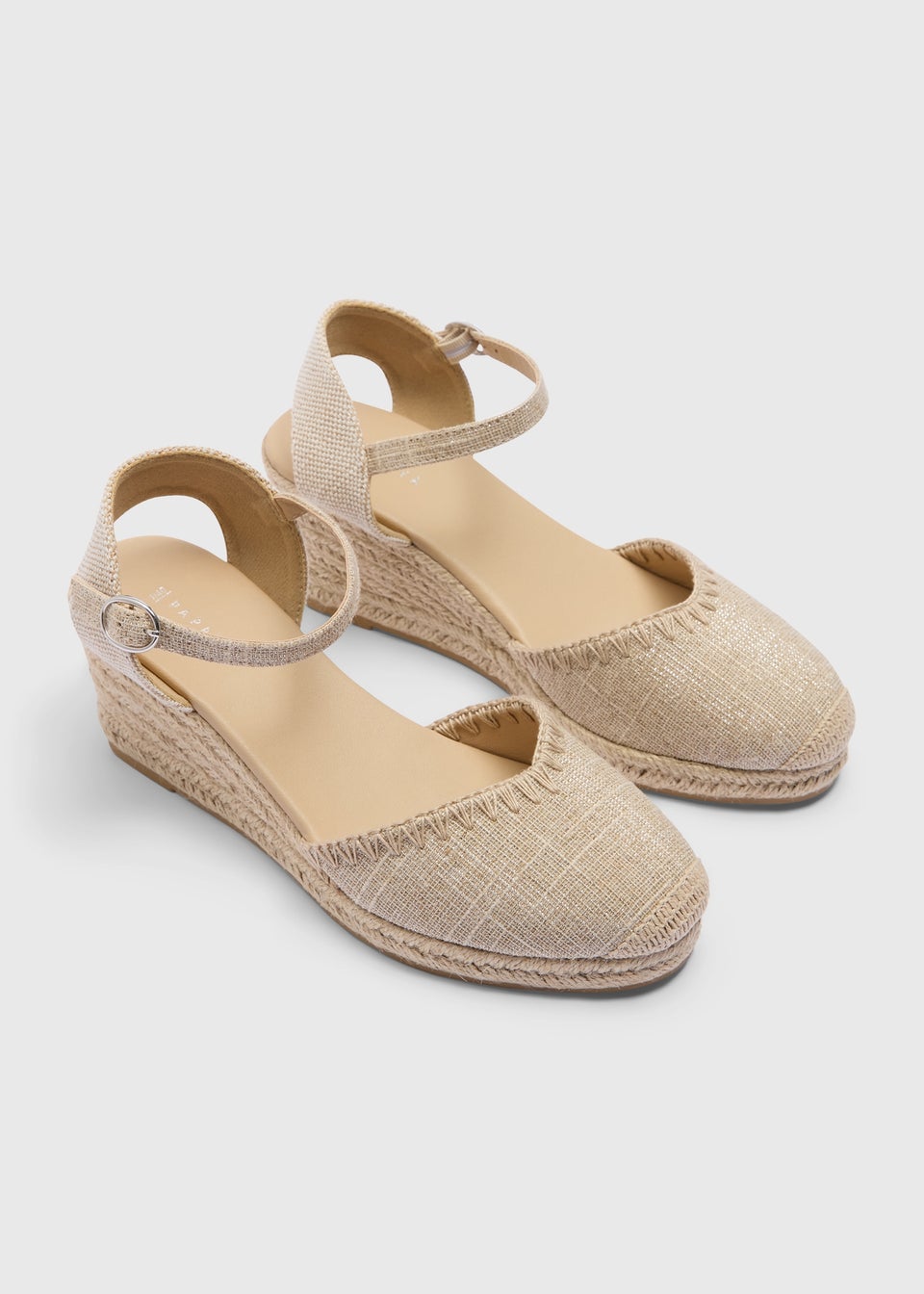 Beige Linen Closed Toe Espadrille Wedges