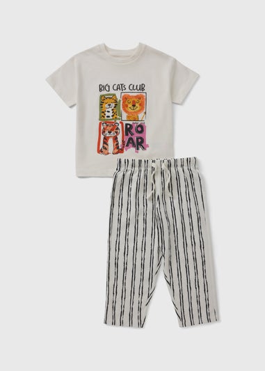 Kids Cream Big Cats Club Top & Trouser Set (1-7yrs)