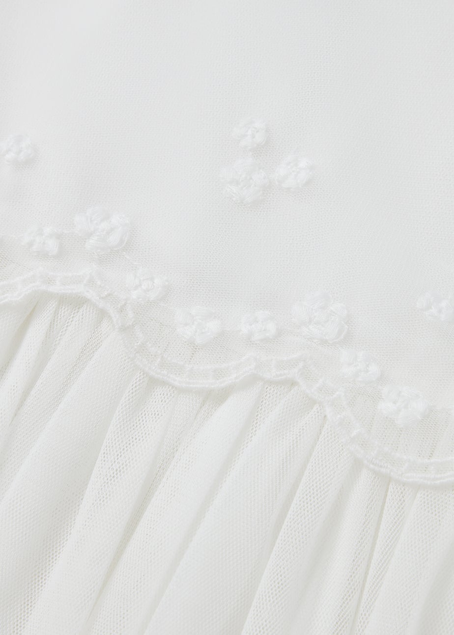 Girls White Lace Mesh Dress (1-10yrs)
