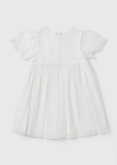Girls White Lace Mesh Dress (1-10yrs)
